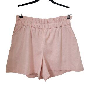Express Size M Peachy Pink High Rise Linen Blend Paper Bag Shorts, NEW w/Tag